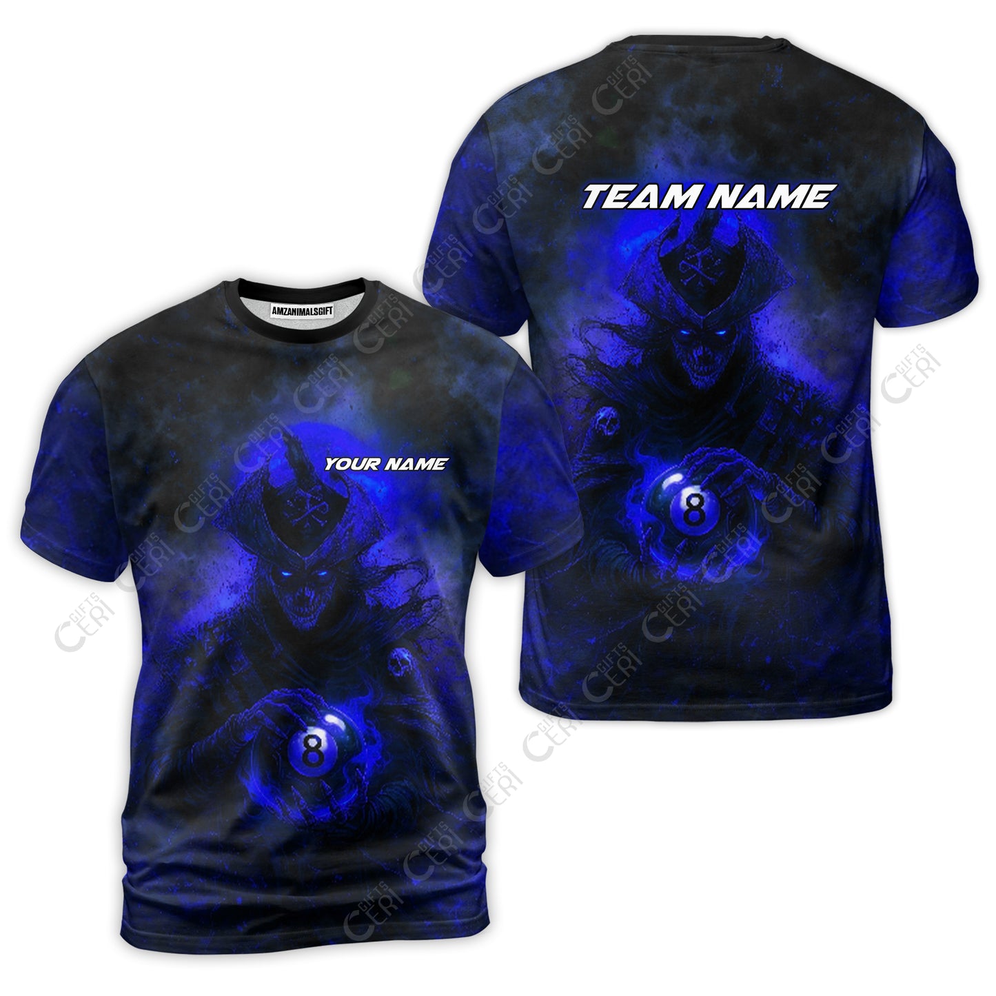 Customized Billiards T-Shirt, Personalized Ghost Captains 8 Ball Jersey Gift For Billiard Players
