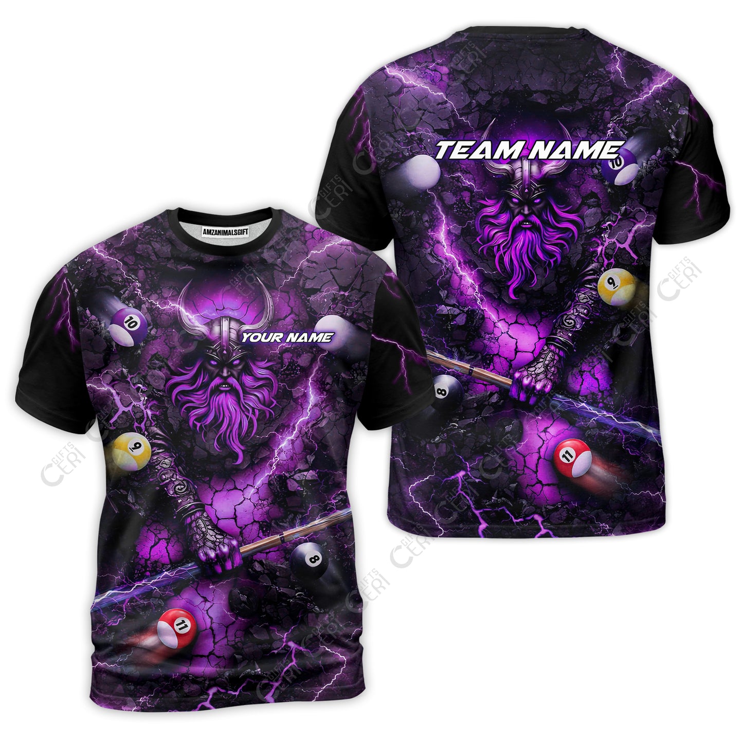 Customized Billiards T-Shirt, Personalized Thunder Viking Billiards Jersey Gift For Billiard Players