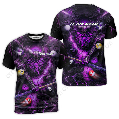 Customized Billiards T-Shirt, Personalized Thunder Viking Billiards Jersey Gift For Billiard Players