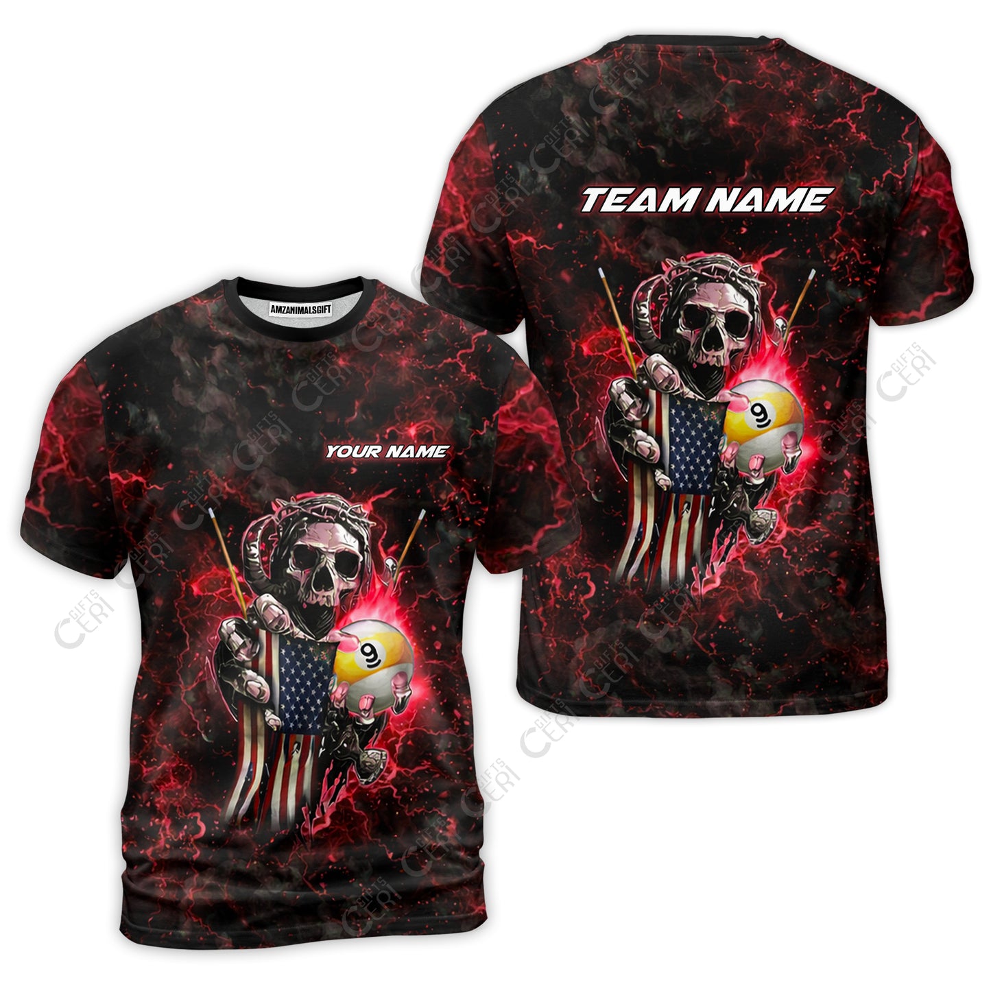 Customized Billiards T-Shirt, Personalized Ghost Break 9 Ball Jersey Gift For Billiard Players