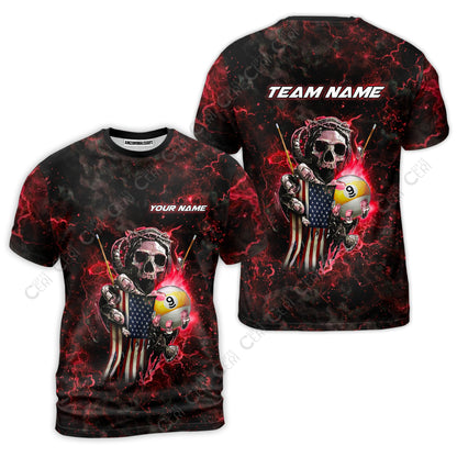 Customized Billiards T-Shirt, Personalized Ghost Break 9 Ball Jersey Gift For Billiard Players