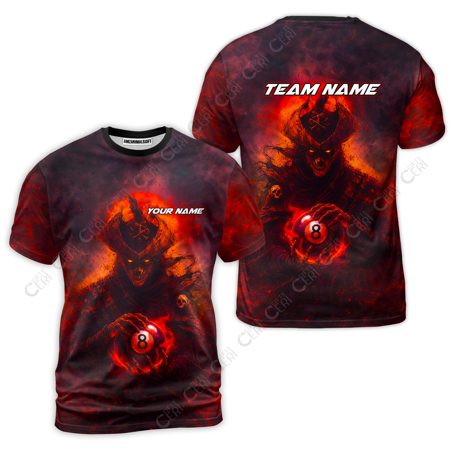Customized Billiards T-Shirt, Personalized Ghost Captains 8 Ball Jersey Gift For Billiard Players