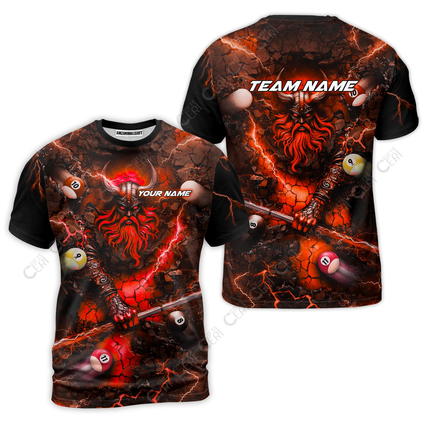 Customized Billiards T-Shirt, Personalized Thunder Viking Billiards Jersey Gift For Billiard Players