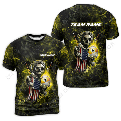 Customized Billiards T-Shirt, Personalized Ghost Break 9 Ball Jersey Gift For Billiard Players