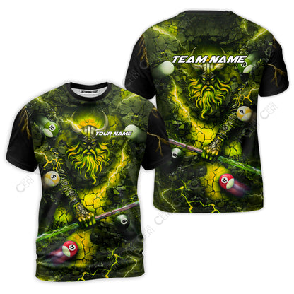 Customized Billiards T-Shirt, Personalized Thunder Viking Billiards Jersey Gift For Billiard Players