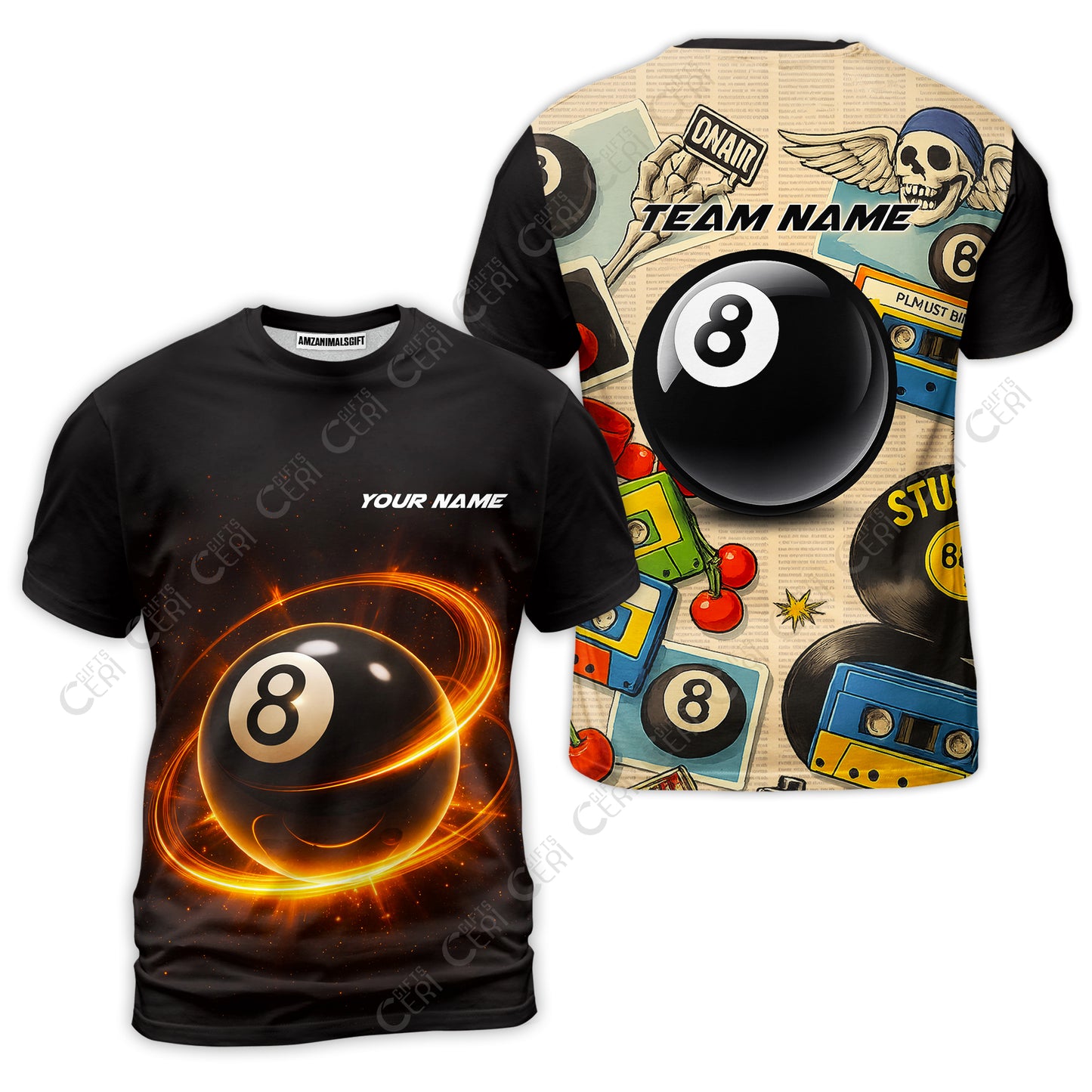 Customized 8 Ball Pool T-Shirt, Billiard 8-Ball Retro Vibes, Billiards Jerseys