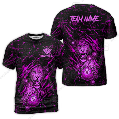 Customized Billiards T-Shirt, Panther Hold 8-Ball Billiards Jersey Gift For Billiard Players