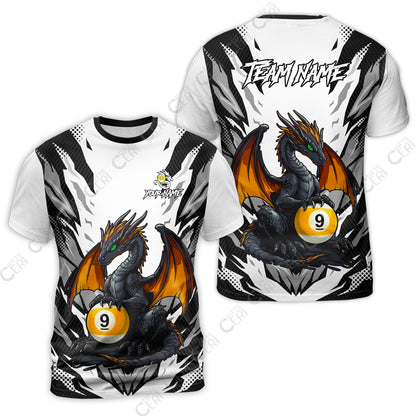 Customized Billiards T-Shirt, Personalized Baby Dragon 9 Ball Jersey Gift For Billiard Players