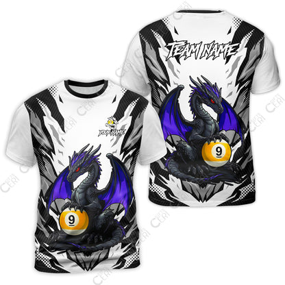 Customized Billiards T-Shirt, Personalized Baby Dragon 9 Ball Jersey Gift For Billiard Players