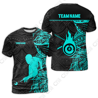 Customized 8 Ball Pool T-Shirt, 8-Ball Billiards Tattoo Pattern, Billiards Jerseys