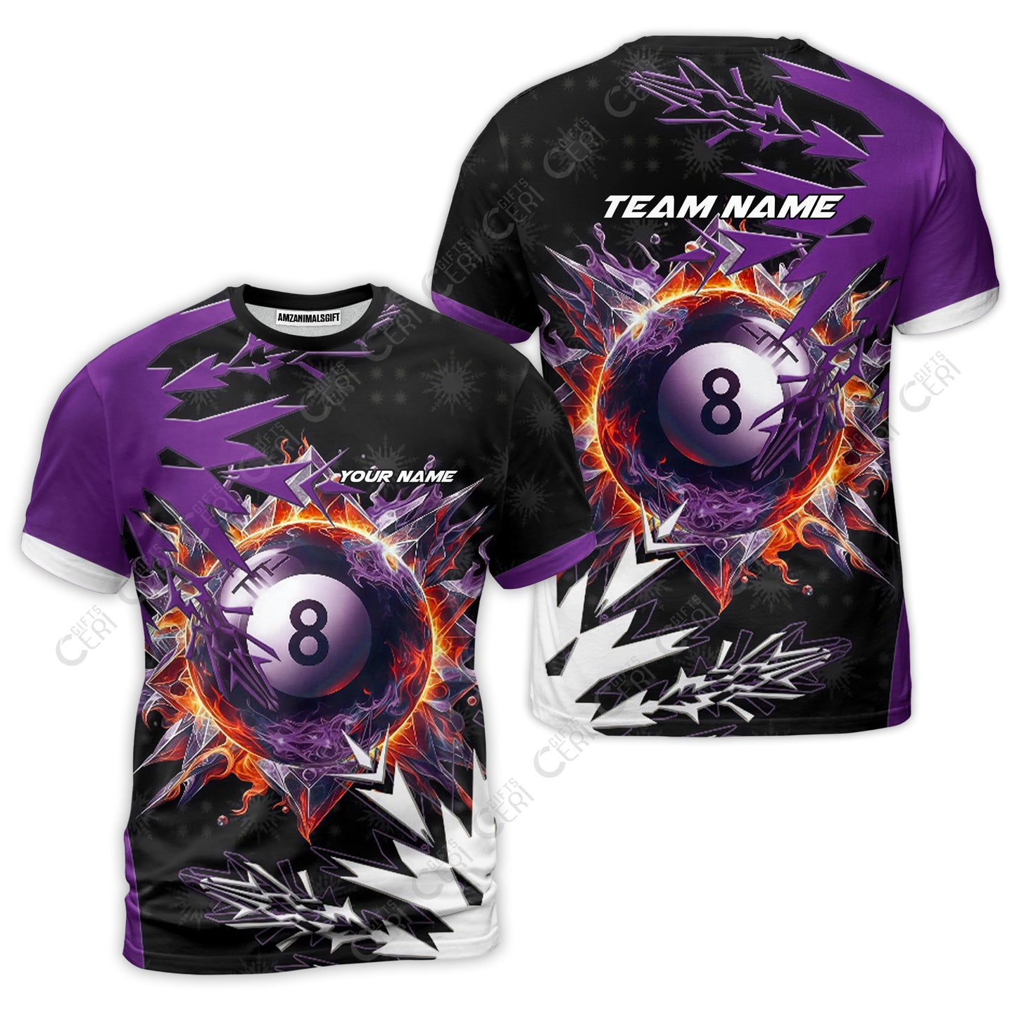 Customized Billiards T-Shirt, Personalized Frostfire 8 Ball Jersey Gift For Billiard Players