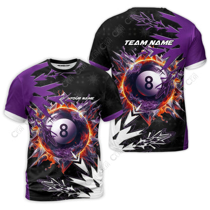 Customized Billiards T-Shirt, Personalized Frostfire 8 Ball Jersey Gift For Billiard Players