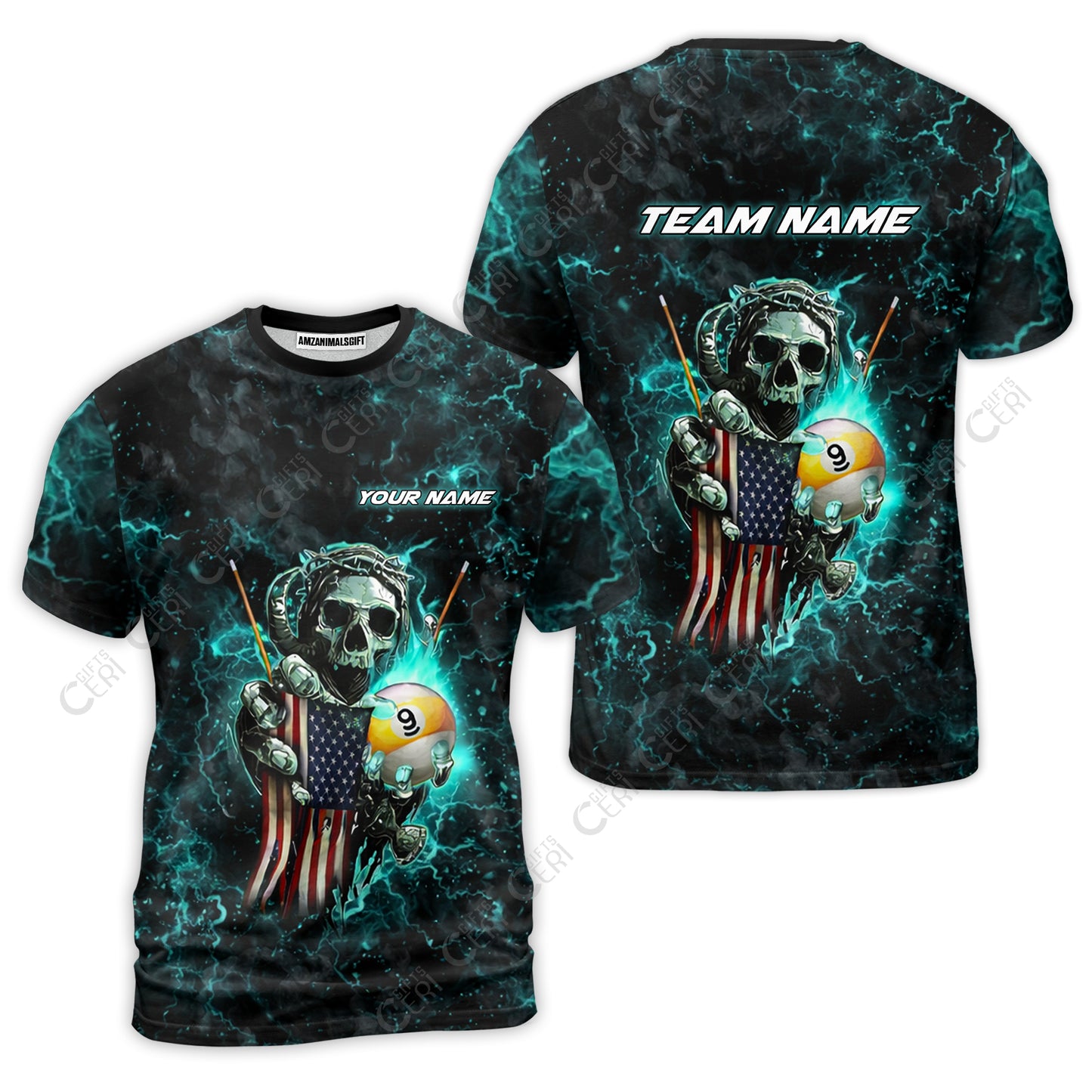 Customized Billiards T-Shirt, Personalized Ghost Break 9 Ball Jersey Gift For Billiard Players