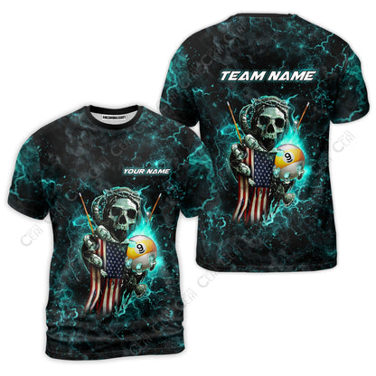 Customized Billiards T-Shirt, Personalized Ghost Break 9 Ball Jersey Gift For Billiard Players