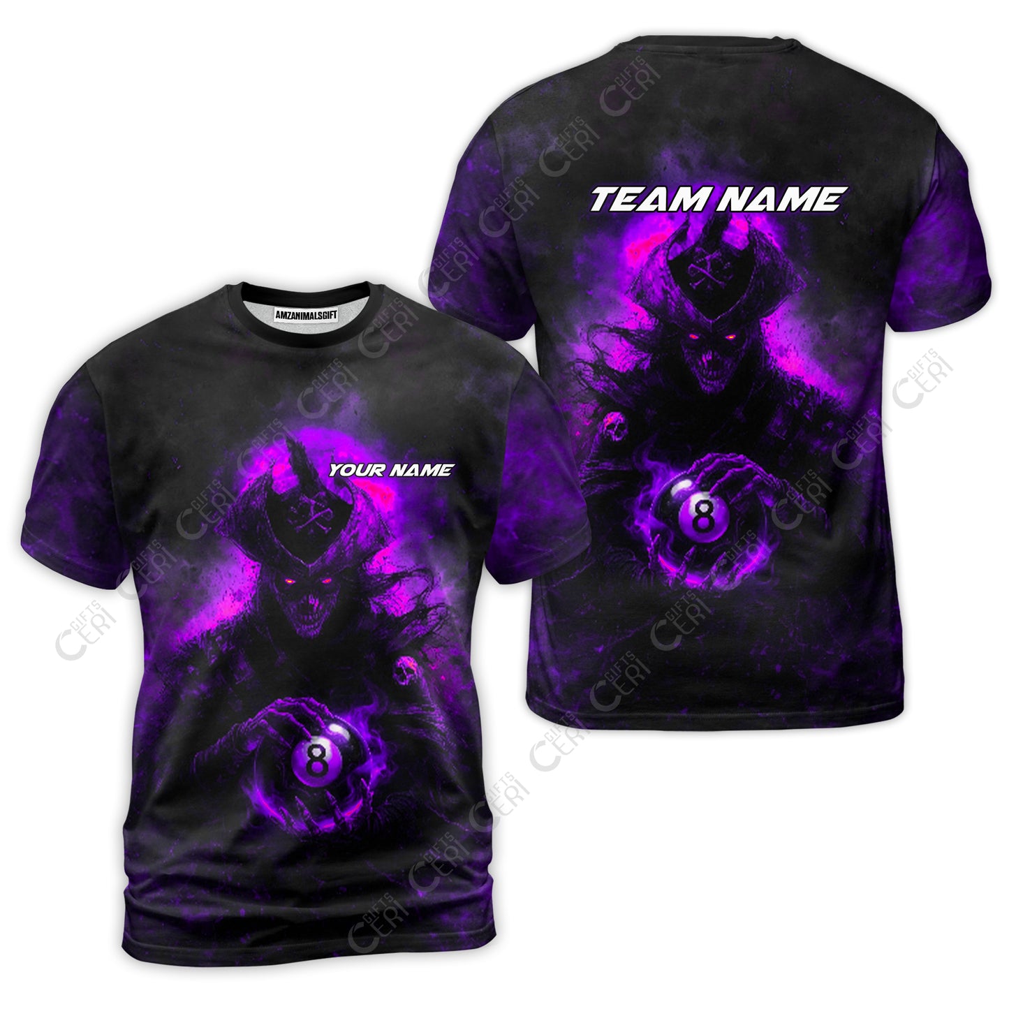 Customized Billiards T-Shirt, Personalized Ghost Captains 8 Ball Jersey Gift For Billiard Players