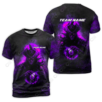Customized Billiards T-Shirt, Personalized Ghost Captains 8 Ball Jersey Gift For Billiard Players