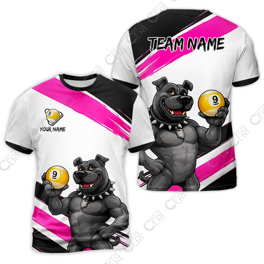Customized Billiards T-Shirt, Personalized Pitbull 9 Ball Jersey Gift For Billiard Players