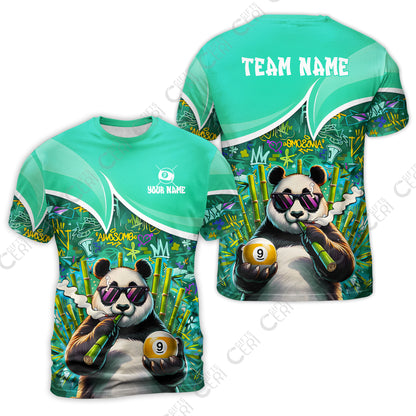 Customized 9 Ball Pool T-Shirt, 9-Ball Panda Bamboo Billiards, Billiards Jerseys