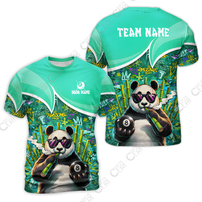 Customized 8 Ball Pool T-Shirt, 8-Ball Panda Bamboo Billiards, Billiards Jerseys