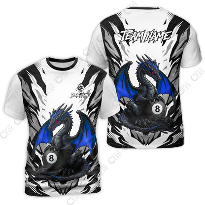 Customized Billiards T-Shirt, Personalized Baby Dragon 8 Ball Jersey Gift For Billiard Players