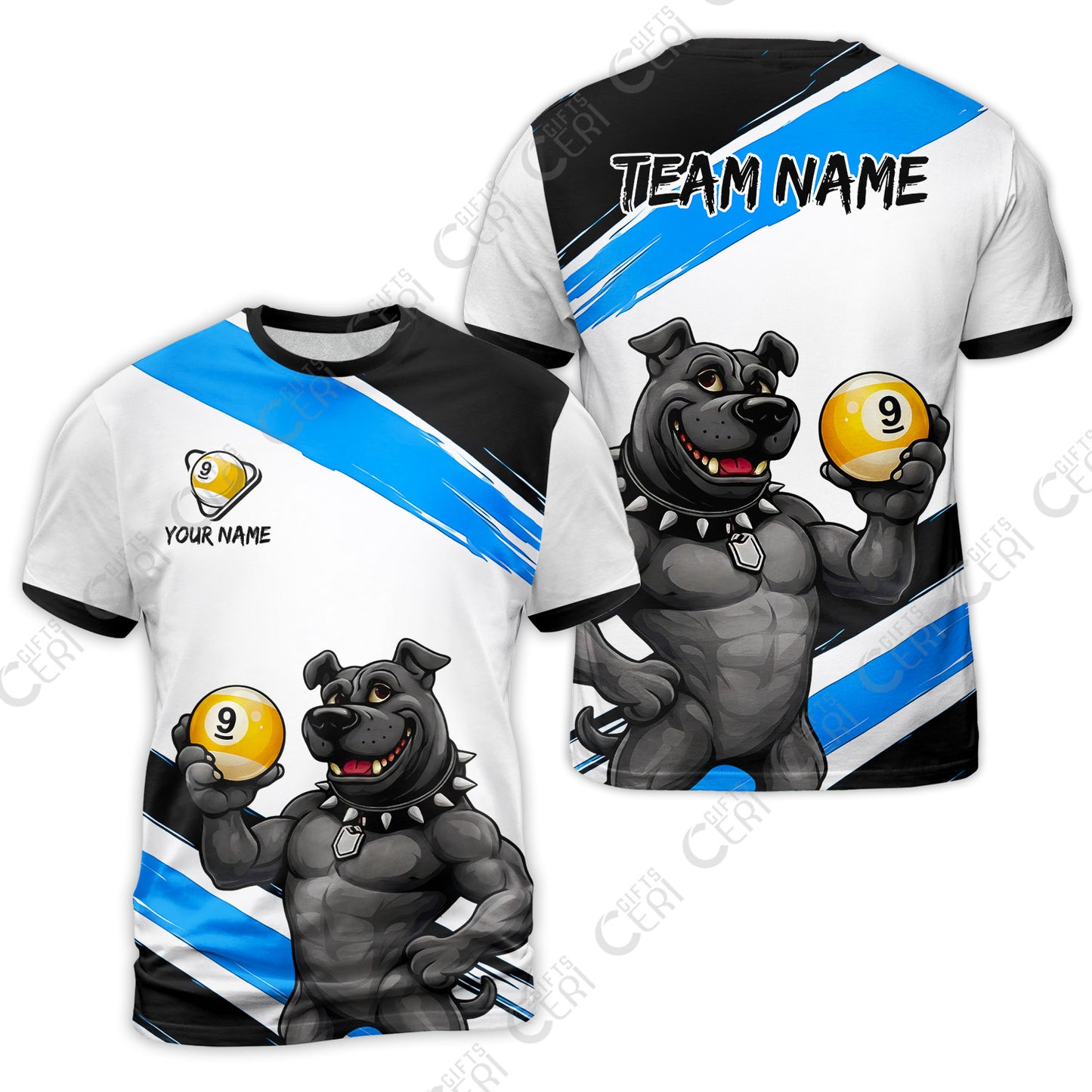 Customized Billiards T-Shirt, Personalized Pitbull 9 Ball Jersey Gift For Billiard Players