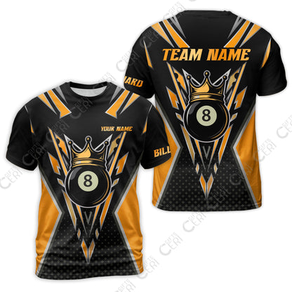 Customized 8 Ball Pool T-Shirt, Billiard 8-Ball Crown, Billiard Jerseys