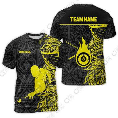 Customized 8 Ball Pool T-Shirt, 8-Ball Billiards Tattoo Pattern, Billiards Jerseys