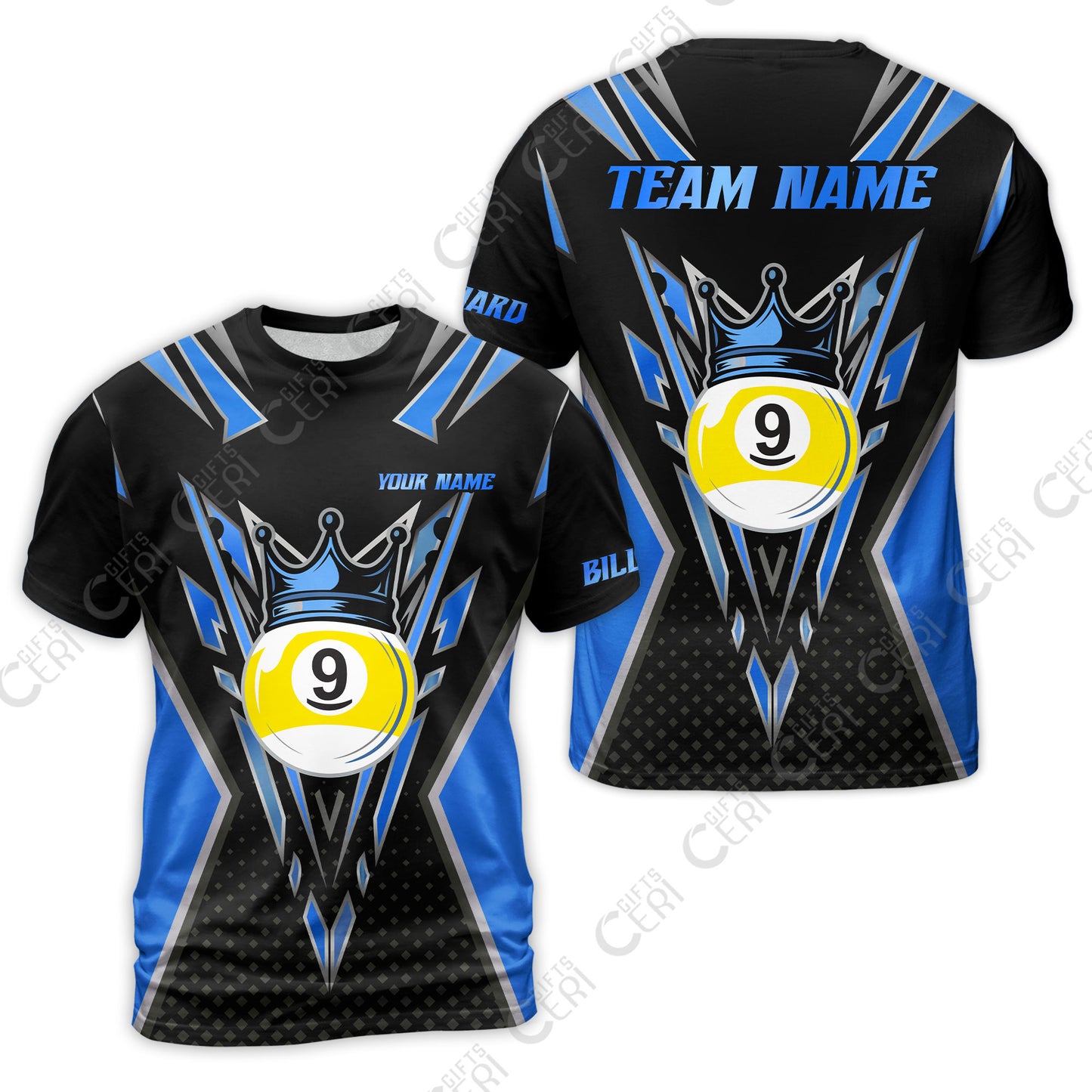 Customized 9 Ball Pool T-Shirt, Billiard 9-Ball Crown, Billiard Jerseys