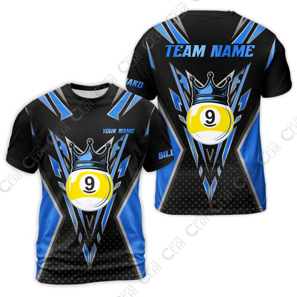 Customized 9 Ball Pool T-Shirt, Billiard 9-Ball Crown, Billiard Jerseys