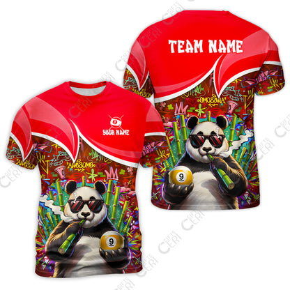 Customized 9 Ball Pool T-Shirt, 9-Ball Panda Bamboo Billiards, Billiards Jerseys