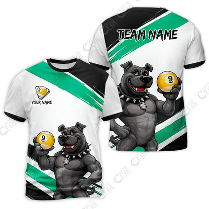 Customized Billiards T-Shirt, Personalized Pitbull 9 Ball Jersey Gift For Billiard Players