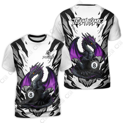 Customized Billiards T-Shirt, Personalized Baby Dragon 8 Ball Jersey Gift For Billiard Players
