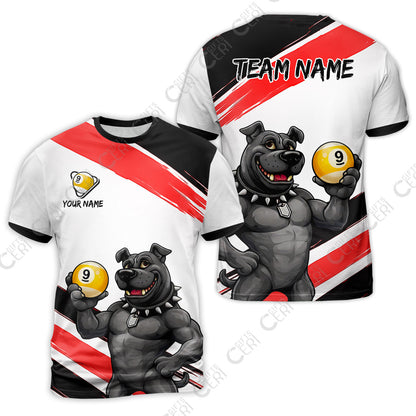 Customized Billiards T-Shirt, Personalized Pitbull 9 Ball Jersey Gift For Billiard Players
