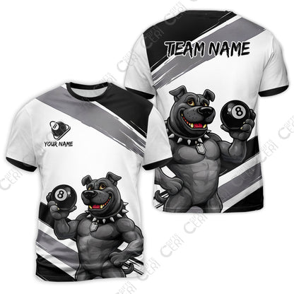 Customized Billiards T-Shirt, Personalized Pitbull 8 Ball Jersey Gift For Billiard Players