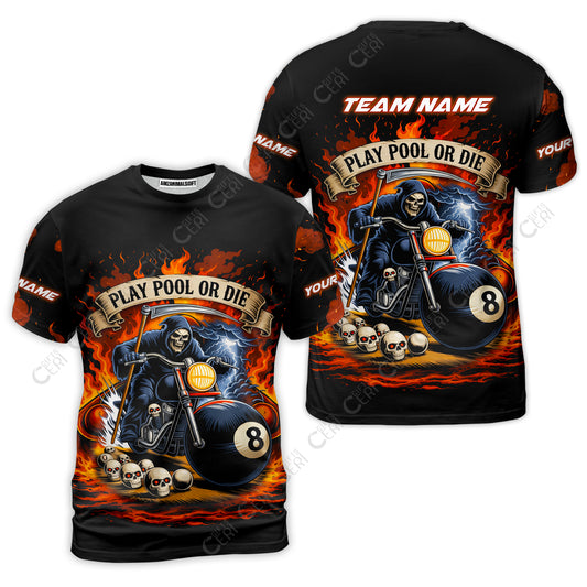 Customized 8 Ball Pool T-Shirt, Billiards 8-Ball Hell Riders, Billiards Jerseys