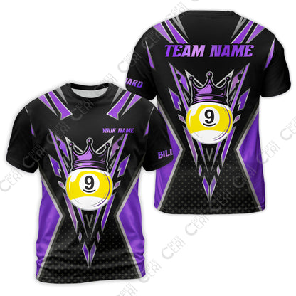 Customized 9 Ball Pool T-Shirt, Billiard 9-Ball Crown, Billiard Jerseys