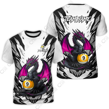 Customized Billiards T-Shirt, Personalized Baby Dragon 9 Ball Jersey Gift For Billiard Players