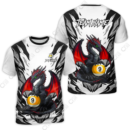 Customized Billiards T-Shirt, Personalized Baby Dragon 9 Ball Jersey Gift For Billiard Players