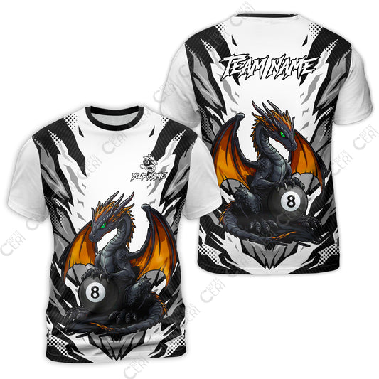 Customized Billiards T-Shirt, Personalized Baby Dragon 8 Ball Jersey Gift For Billiard Players