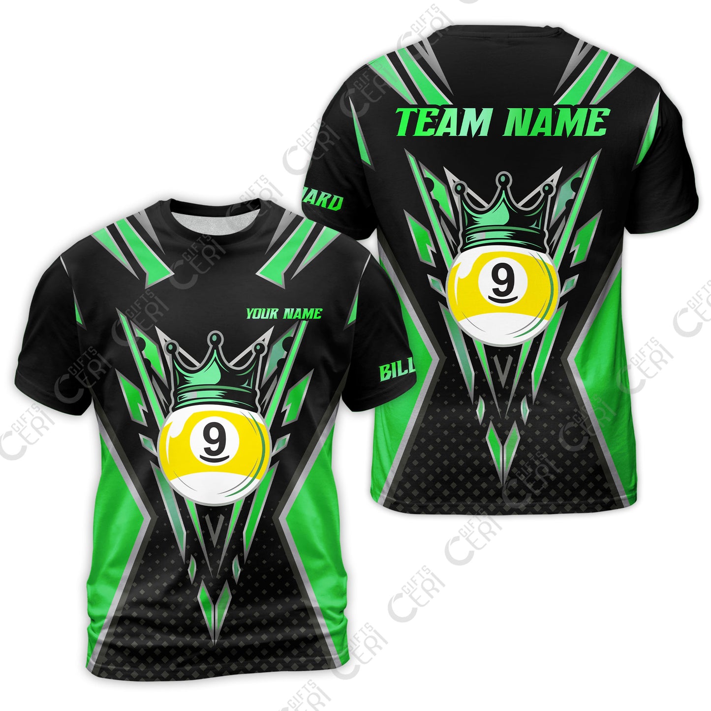 Customized 9 Ball Pool T-Shirt, Billiard 9-Ball Crown, Billiard Jerseys
