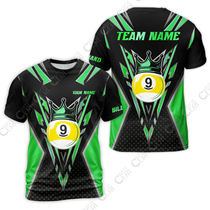 Customized 9 Ball Pool T-Shirt, Billiard 9-Ball Crown, Billiard Jerseys