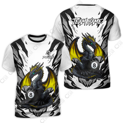 Customized Billiards T-Shirt, Personalized Baby Dragon 8 Ball Jersey Gift For Billiard Players