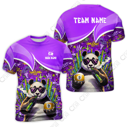 Customized 9 Ball Pool T-Shirt, 9-Ball Panda Bamboo Billiards, Billiards Jerseys
