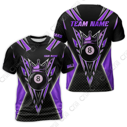 Customized 8 Ball Pool T-Shirt, Billiard 8-Ball Crown, Billiard Jerseys