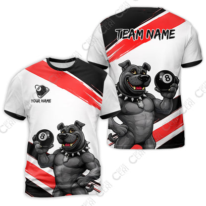 Customized Billiards T-Shirt, Personalized Pitbull 8 Ball Jersey Gift For Billiard Players