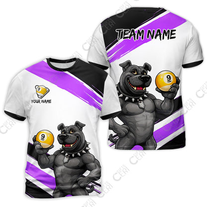 Customized Billiards T-Shirt, Personalized Pitbull 9 Ball Jersey Gift For Billiard Players