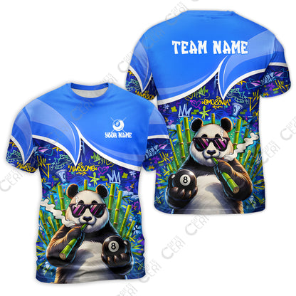 Customized 8 Ball Pool T-Shirt, 8-Ball Panda Bamboo Billiards, Billiards Jerseys