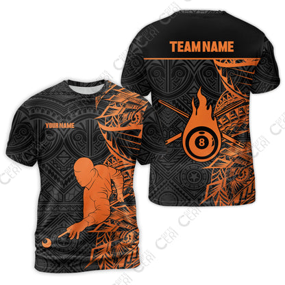 Customized 8 Ball Pool T-Shirt, 8-Ball Billiards Tattoo Pattern, Billiards Jerseys