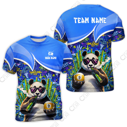 Customized 9 Ball Pool T-Shirt, 9-Ball Panda Bamboo Billiards, Billiards Jerseys