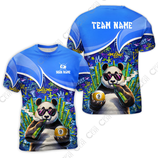 Customized 9 Ball Pool T-Shirt, 9-Ball Panda Bamboo Billiards, Billiards Jerseys